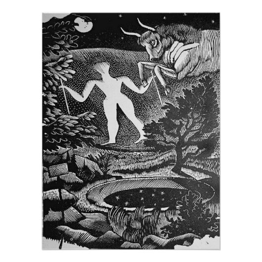 Poster Ravilier - Mai, Woodcut de Long Man Wilmington, (Devant)