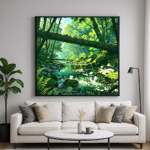 Poster Ravin de la jungle - Style d'illustration de forêt