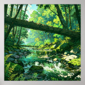 Poster Ravin de la jungle - Style d'illustration de forêt (Devant)