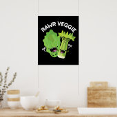 Poster Rawer Veggie Funny Food Pun Dark BG (Cuisine)