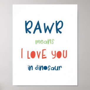 Poster Rawr signifie je t'aime en dinosaure