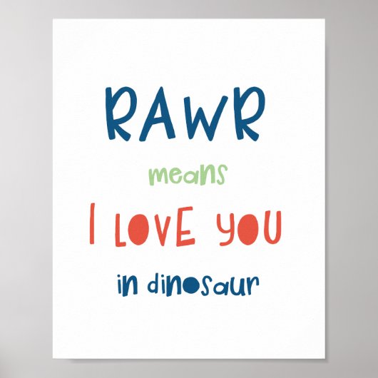 Poster Rawr signifie je t'aime en dinosaure (Devant)