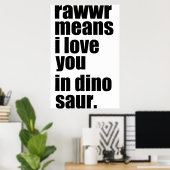 Poster rawwr signifie que je vous aime en dinosaure (Bureau à domicile)