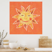 Poster Ray Play Smiling Orange Sun Art (Cuisine)