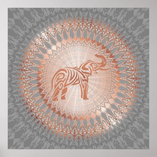 Poster "Rayon Eléphant Or Rose" | Elephant Mandala (Devant)