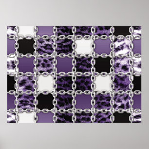Poster Rayon ultraviolet transparent léopard et chaîne ar