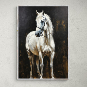 Poster Rayonnement gracieux : Élégant Cheval Blanc