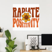 Poster Rayonner de positivité Fleur rétro Smiley (Bureau à domicile)