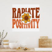 Poster Rayonner de positivité Fleur rétro Smiley (Cuisine)