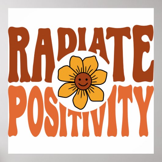 Poster Rayonner de positivité Fleur rétro Smiley (Devant)