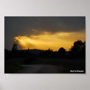 Poster Rayons de soleil célestes dans le paysage du ciel
