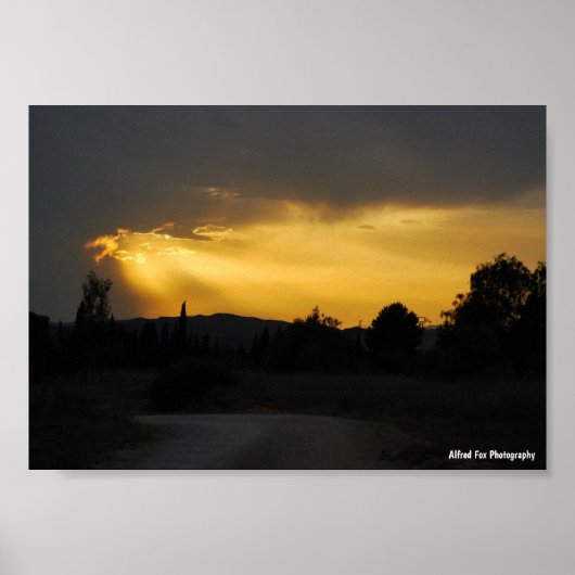 Poster Rayons de soleil célestes dans le paysage du ciel (Devant)
