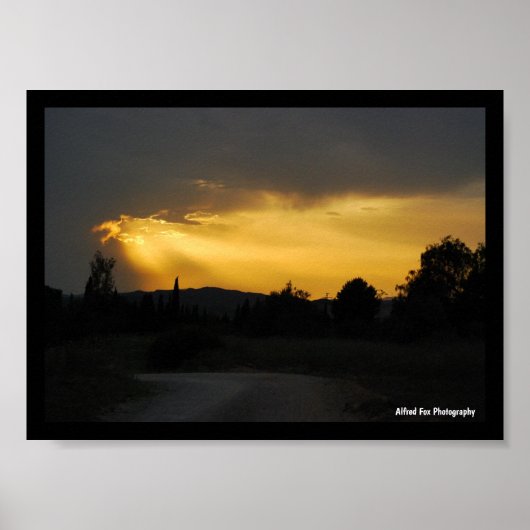 Poster Rayons de soleil célestes dans le paysage du ciel (Devant)