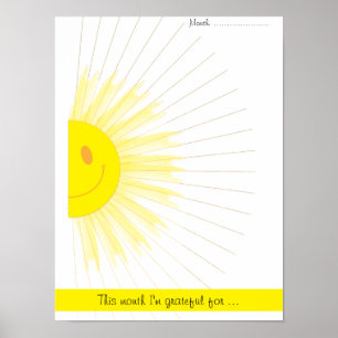 Poster Rayons de soleil de gratitude mensuelle en pleine