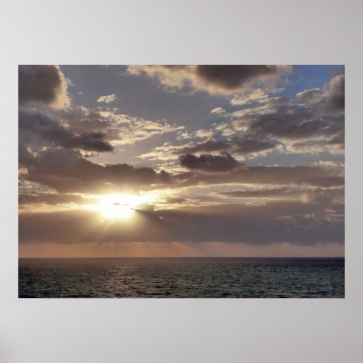Poster Rayons de soleil levant sur l'océan II (Devant)