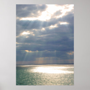 Poster Rayons du ciel sur l'océan