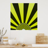 Poster Rayons Soleil Rétro Coucher Soleil Noir Jaune (Cuisine)