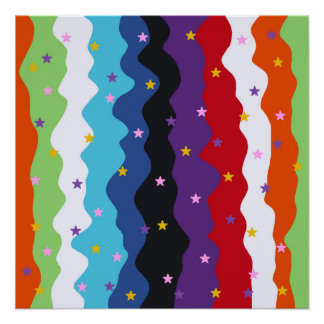 Poster Rayure céleste groovy gras Abstrait coloré
