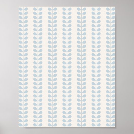 Poster Rayure de feuille bleu clair (Devant)