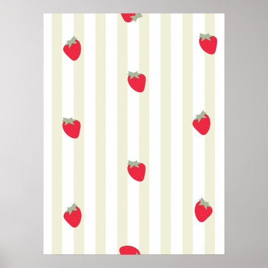 Poster Rayure verte et cerises (Devant)