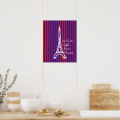 Poster rayures bleues rouges Eiffel paris (Cuisine)