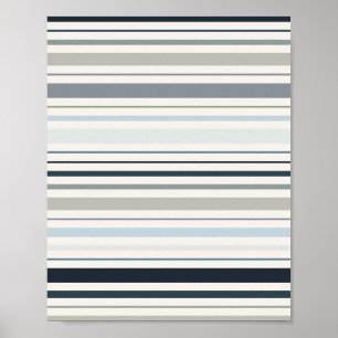 Poster Rayures côtières bleues