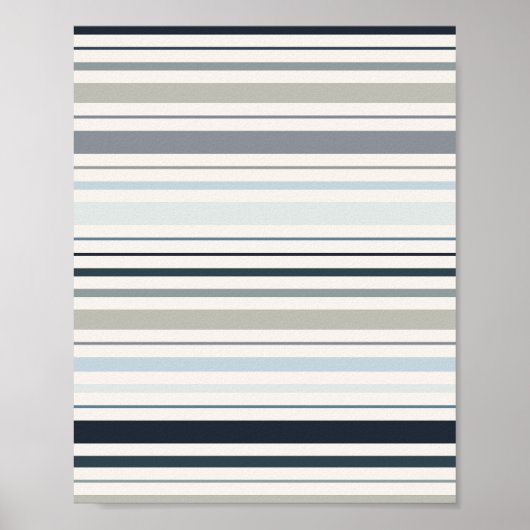 Poster Rayures côtières bleues (Devant)