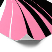 Poster Rayures courbes noir et blanc sur fond rose (Coin)