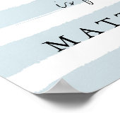 Poster Rayures d'aquarelle bleu moderne avec Monogramme n (Coin)