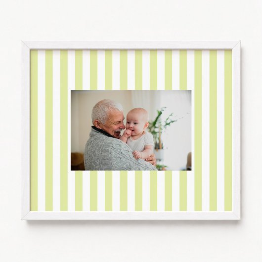 Poster Rayures de bonbon vert clair et blanc Photo de béb