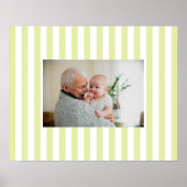 Poster Rayures de bonbon vert clair et blanc Photo de béb (Devant)