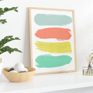 Poster Rayures d'été peintes au néon délavé
