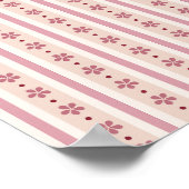 Poster Rayures roses et fleurs (Coin)