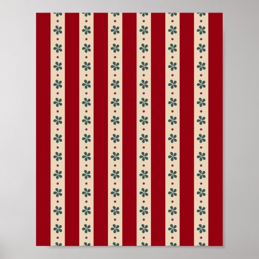 Poster Rayures Rouges Et Fleurs (Devant)