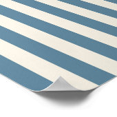 Poster Rayures verticales bleues et crème (Coin)