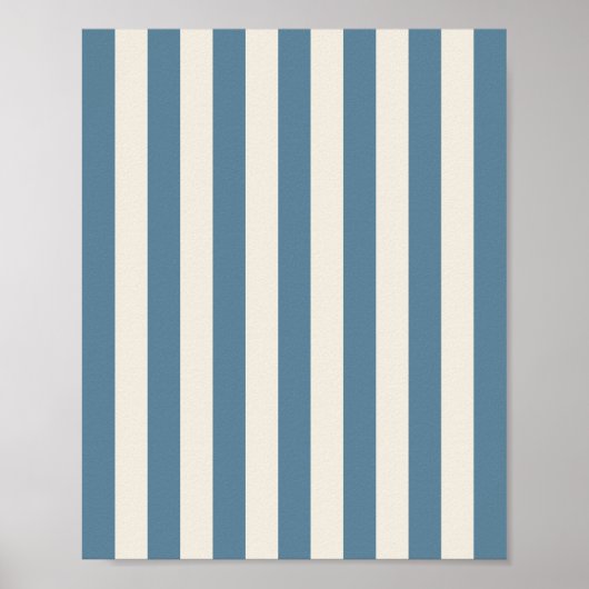 Poster Rayures verticales bleues et crème (Devant)