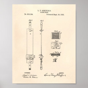 Poster Razor Strop 1893 Patent Art Old Peper