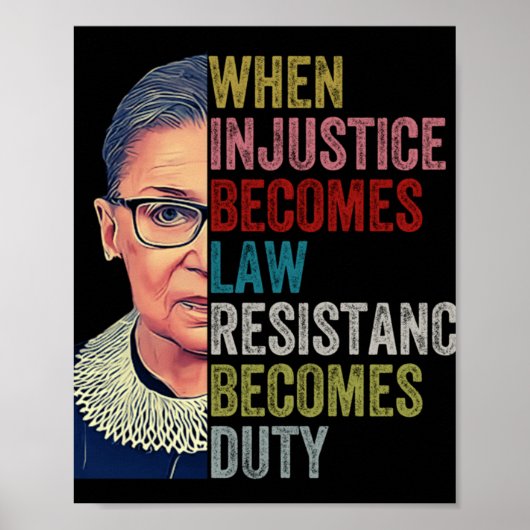 Poster Rbg Quand L'Injustice Devient La Résistance À La L (Devant)