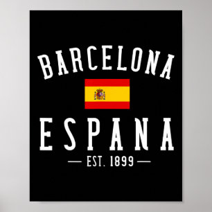 Poster Rcelona Espagne Espagne Est. Drapeau Carte Souveni