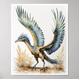 Poster rchaeopteryx Dinosaur Aquarelle Wallart