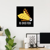 Poster Re-duck tion Funny Animal Canard Pun Dark BG (Bureau à domicile)