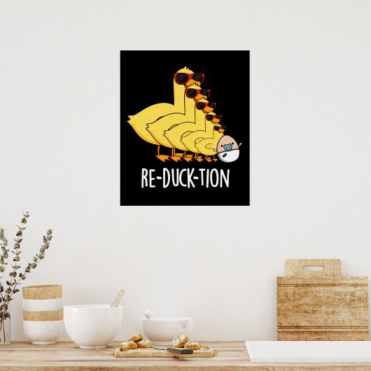 Poster Re-duck tion Funny Animal Canard Pun Dark BG (Cuisine)