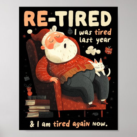 Poster Re-tired Santa Definition Funny  (Devant)