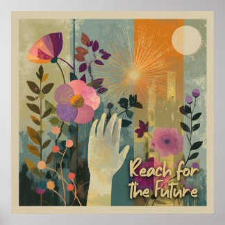 Poster Reach for the Future - Solarpunk Art Print