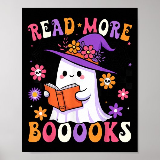 Poster Read More Books Ghost Reading Book Funny Teacher H (Devant)