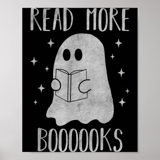 Poster Read More Boooooks Funny Cute Halloween Ghost Read (Devant)