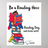 Poster Reading day reading on a stack of books boy event (Devant)