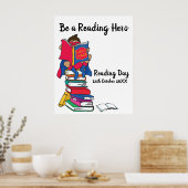 Poster Reading day reading on a stack of books boy event (Cuisine)