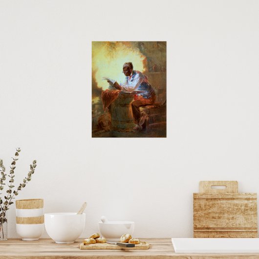 Poster Reading Newspaper by Candlelight (Cuisine)