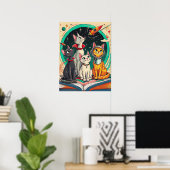 Poster Reading Opens a Gateway to Cosmic Cat Adventures (Bureau à domicile)